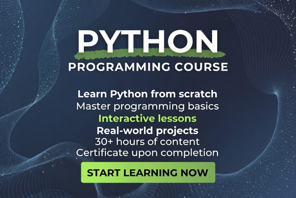 Python programming course for beginners.